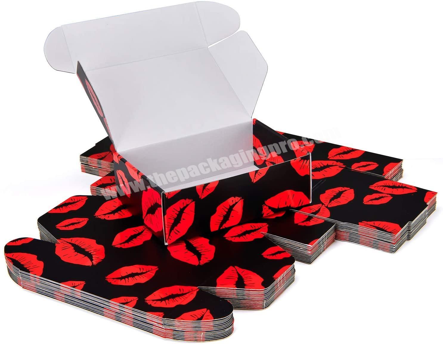 Custom logo red black cosmetic corrugated packaging mailer box luxury paper box packaging