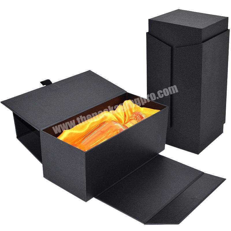 Custom luxury cardboard paper magnetic single red wine bottle gift packaging box