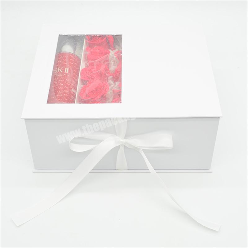Custom Gift packaging magnetic gift box with ribbon closure