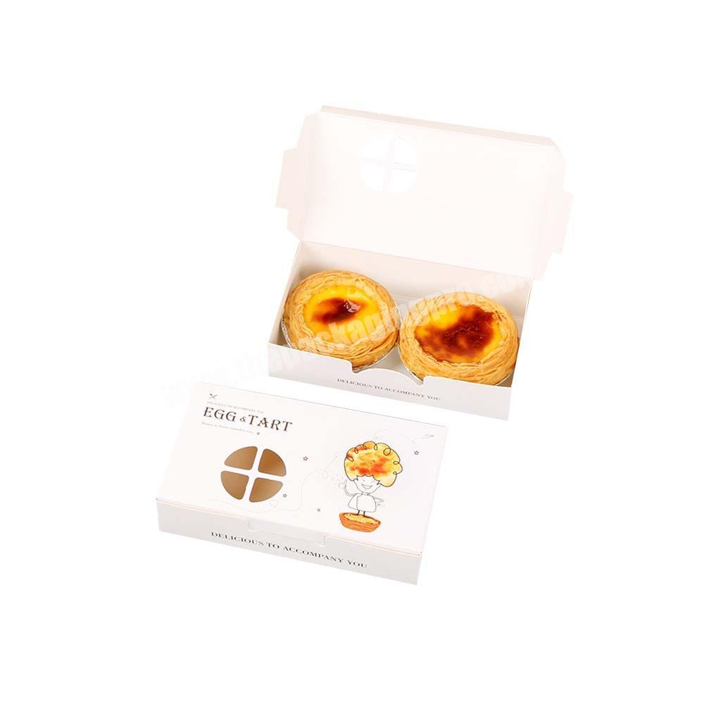 Customized Printing Logo paperboard Egg tarts pastry Box Food Box with Clear Windows