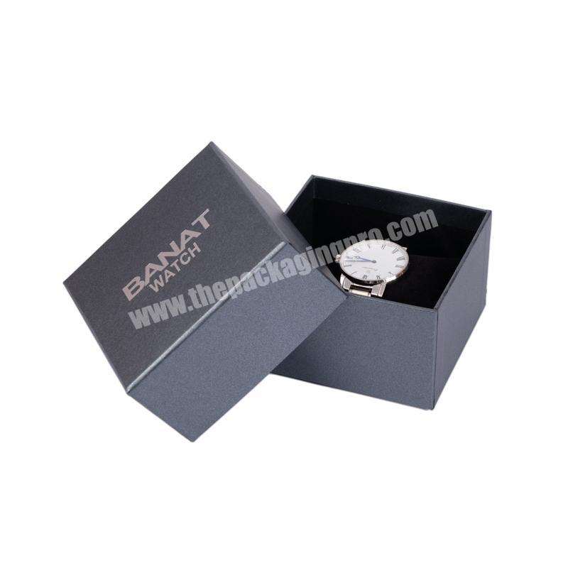 Custom design Square Black Rigid Separated Lid and Base box eco friendly packaging box for watch