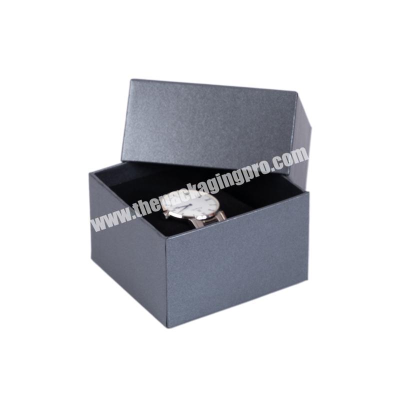 Eco friendly luxury black cardboard lid and base watch gift box packaging custom logo