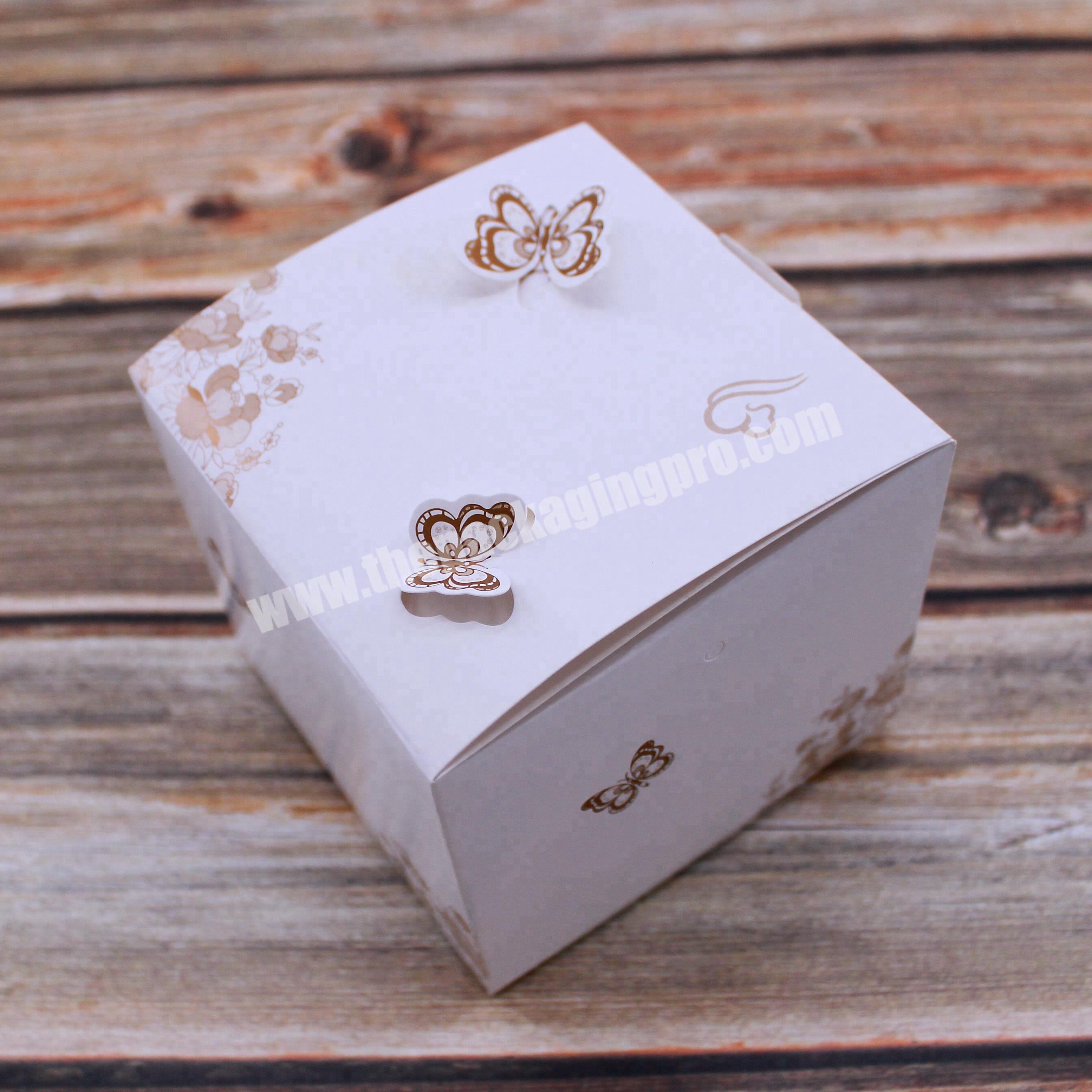 Folding 3d butterfly pattern white cake candy packaging paper box