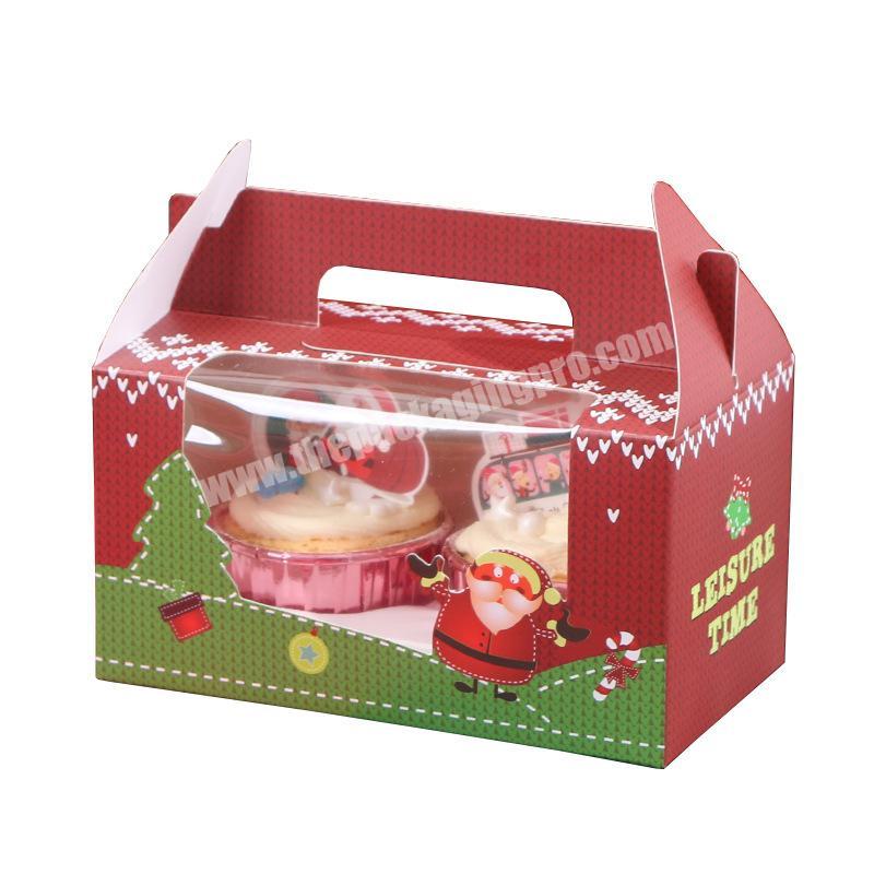 High Quality Cookie Baking Packaging Sweets Biscuit Cupcake Kraft Paper Box With Clear Window Lid