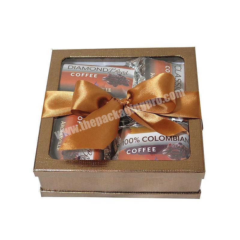 High Quality Rigid Cardboard Packaging Boxes Lid And Base Paper Packing Sweet Gift Box With Ribbon Bow For Fruit Juice Jelly