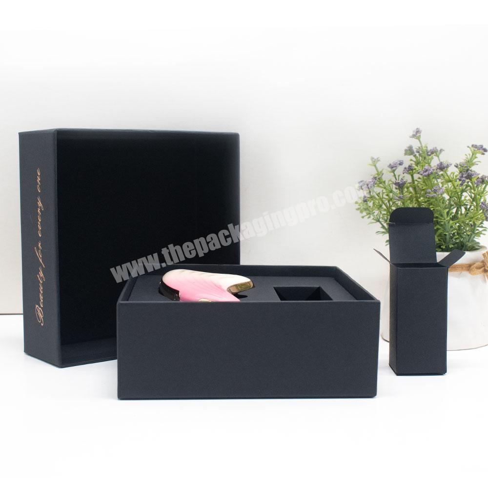 High quality Matte black Lamination Clamshell Packaging Custom Lid and base square hat Cosmetics Skincare gift Boxes with lids