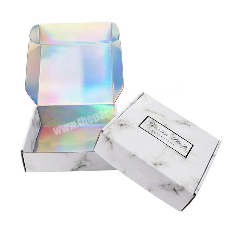 Holographic custom corrugated carton mail shipping box cosmetic packaging makeup beauty foundation mail gift box