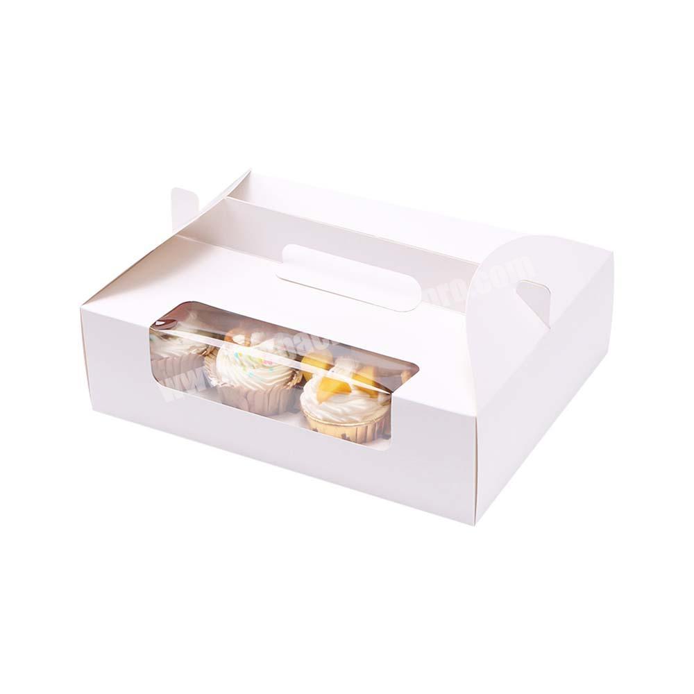 Hot sale Packaging Grid Egg Tart White 12 Pieces Holes Paper Cupcake Bakery Muffin Cup Cake packaging Box Container with Window