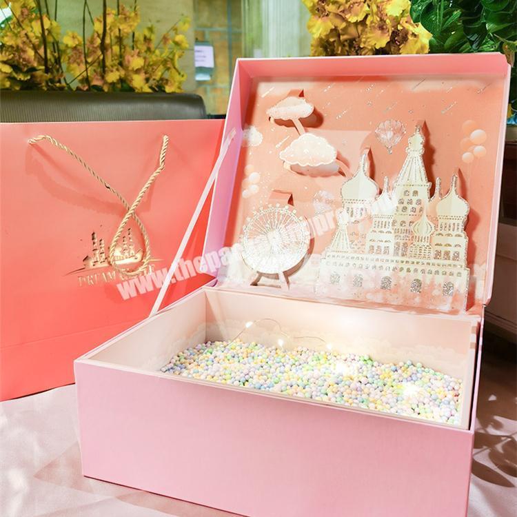 Wholesale Pink DREAM CASTLE Girl Kid Birthday Gift Box Cardboard Packing Boxes