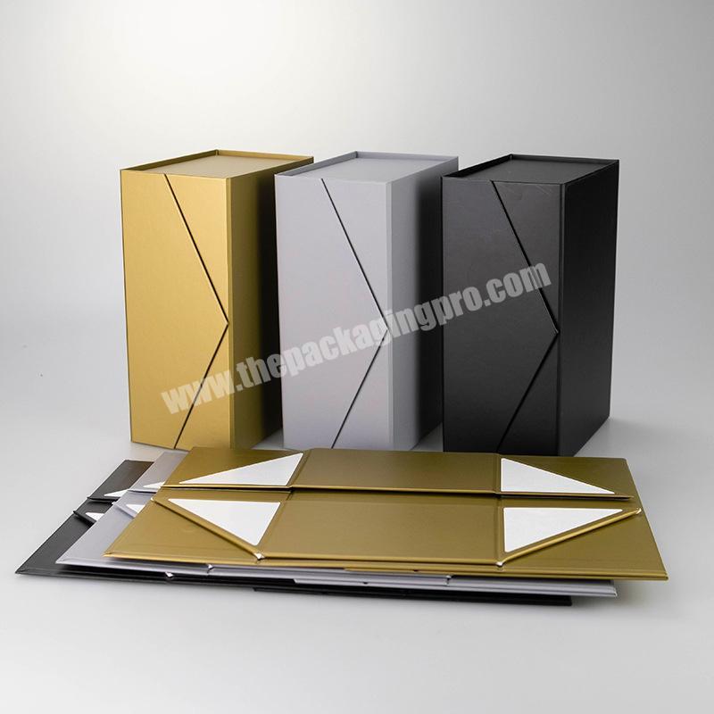 KinSun Empty Folding gift box Large creative magnetic flat gift box Rectangular high-end silver gray flip box