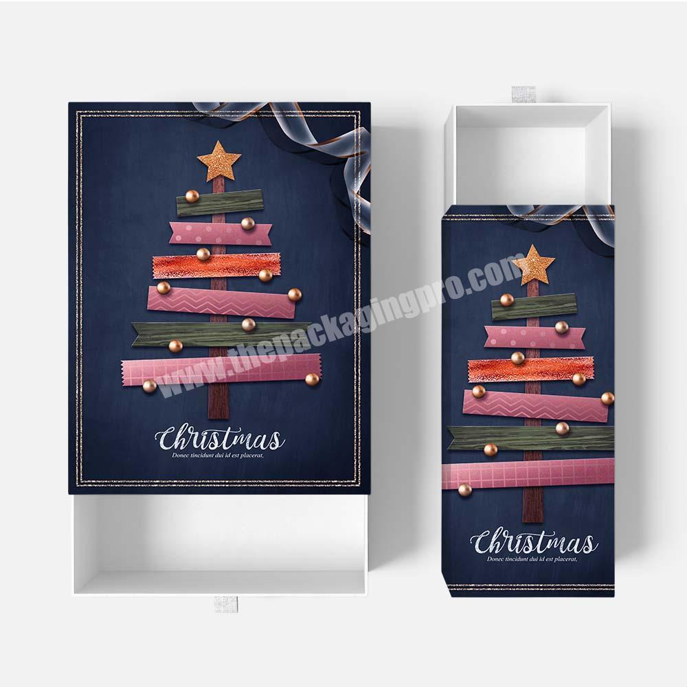 Luxury Custom Rigid Cardboard Sliding Box For Jewelry Gift Sleeve Drawer Christmas Paper Box