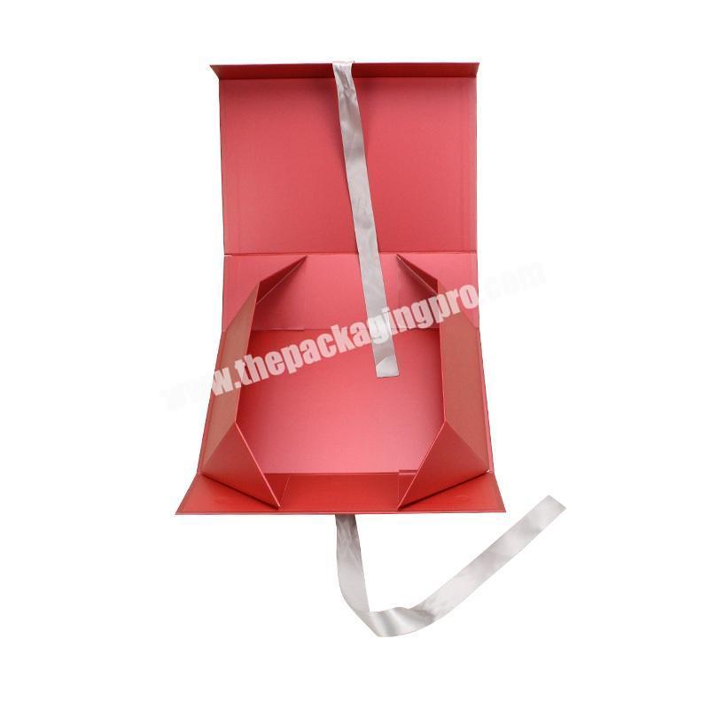 Luxury Foldable Square Magnetic Closure Presentation Gift Box With Ribbon Bow