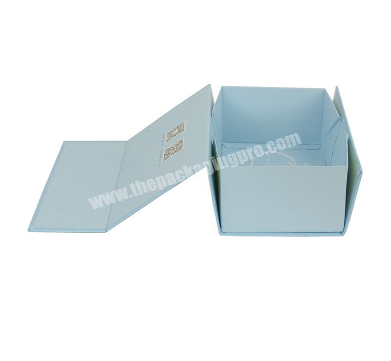 Luxury Magnetic folding blue rigid flat gift box