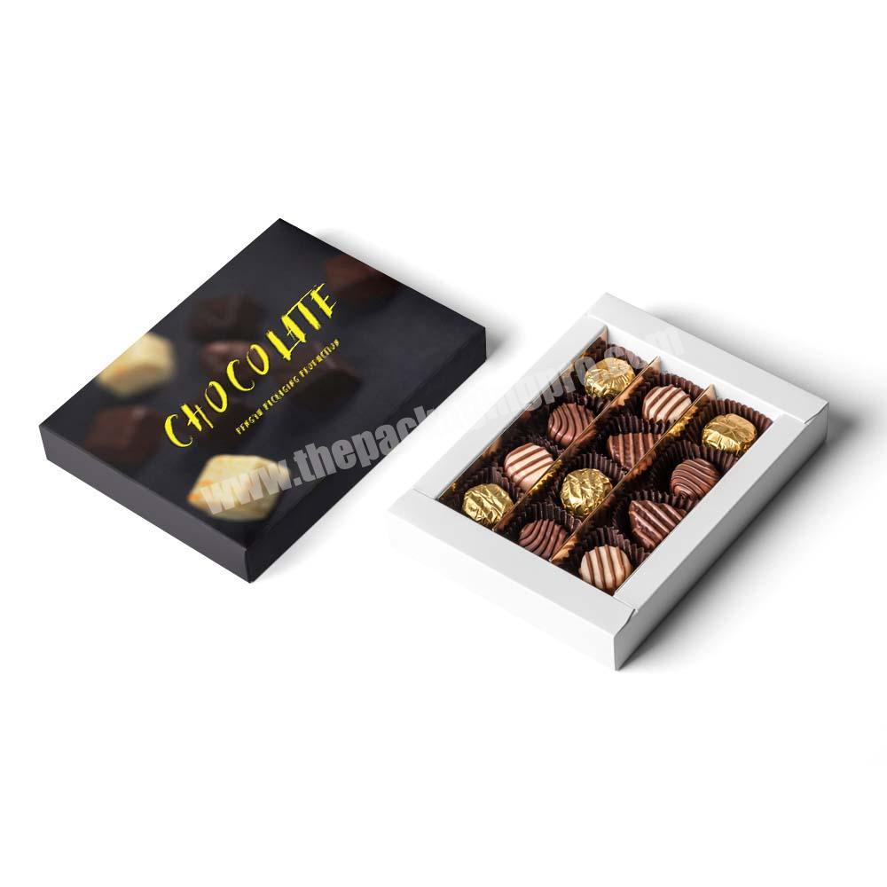 Luxury rigid fancy gold foil stamping logo square rectangle candy chocolate packaging box with insert