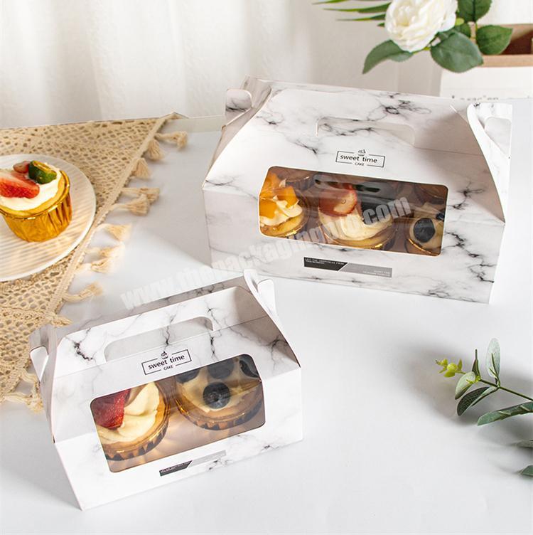 OEM Away Handle Cake Paper Box Packaging With Transparent Window