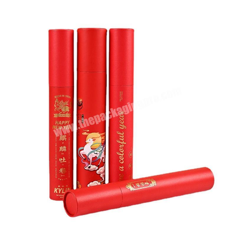 Osmo Custom Printed Red Long Paper Tube Poster Umbrella Painting Maps Packaging Tubes Christmas New Year Gift Packaging