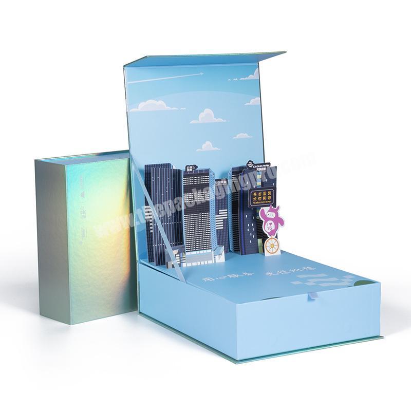 Osmo Luxury Blue Book Shaped Rigid Cardboard Foldable Gift Box Custom Printed Magnetic Gift Boxes
