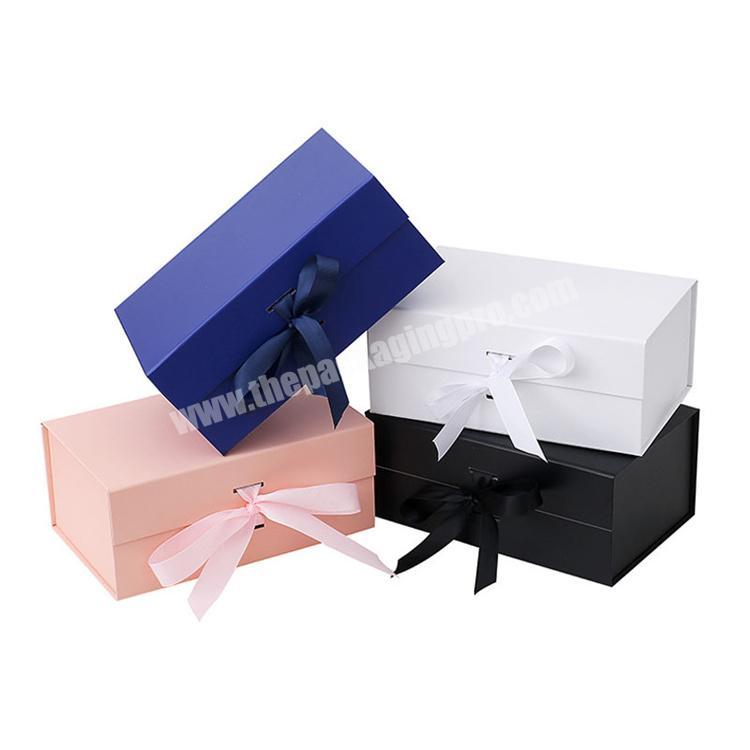 Osmo custom luxury magnet flap clothing paper box flip top gift boxes with ribbon closure