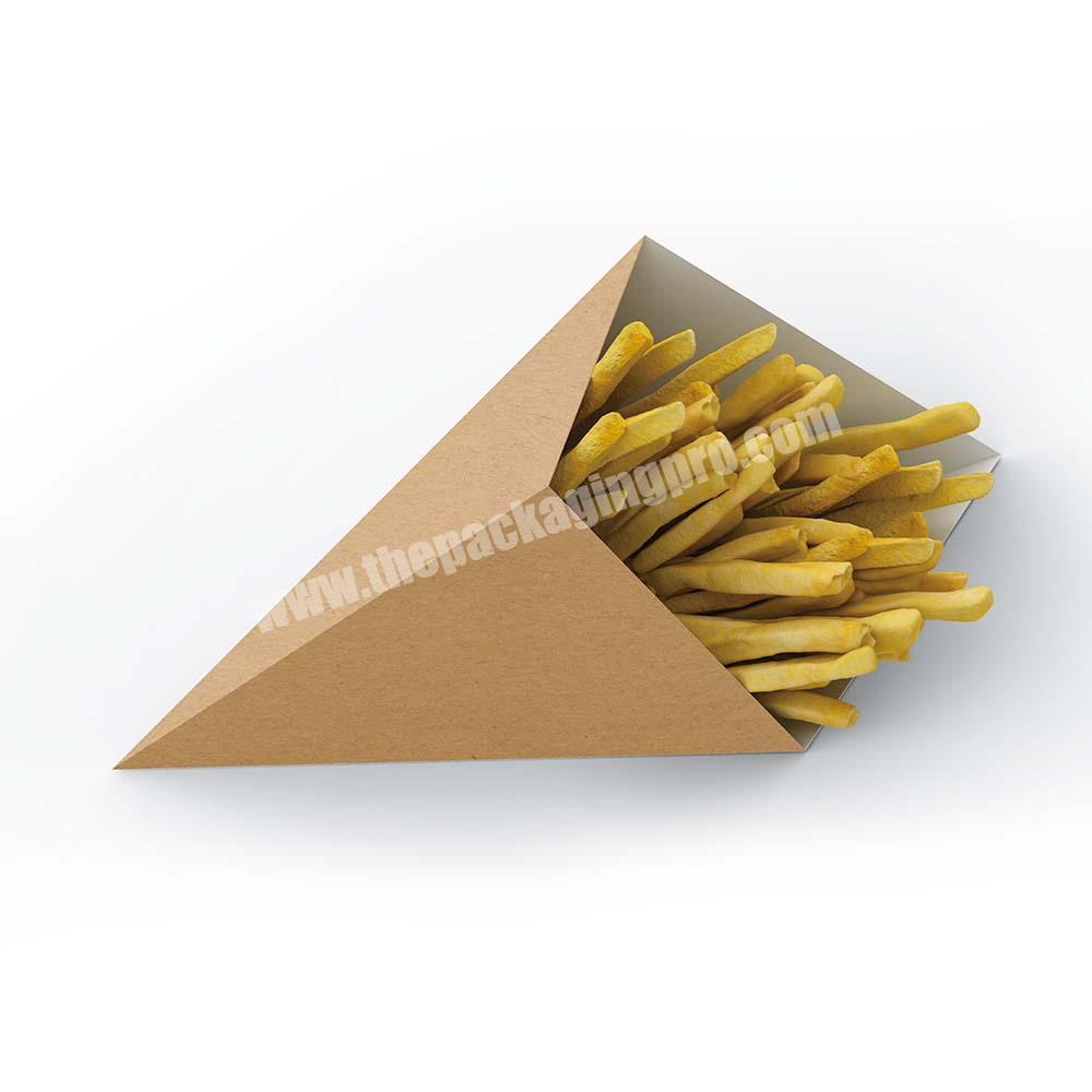 Paper Cone Shape Potato Chips Packaging Box for Fast Food French Fries Food Packaging Box