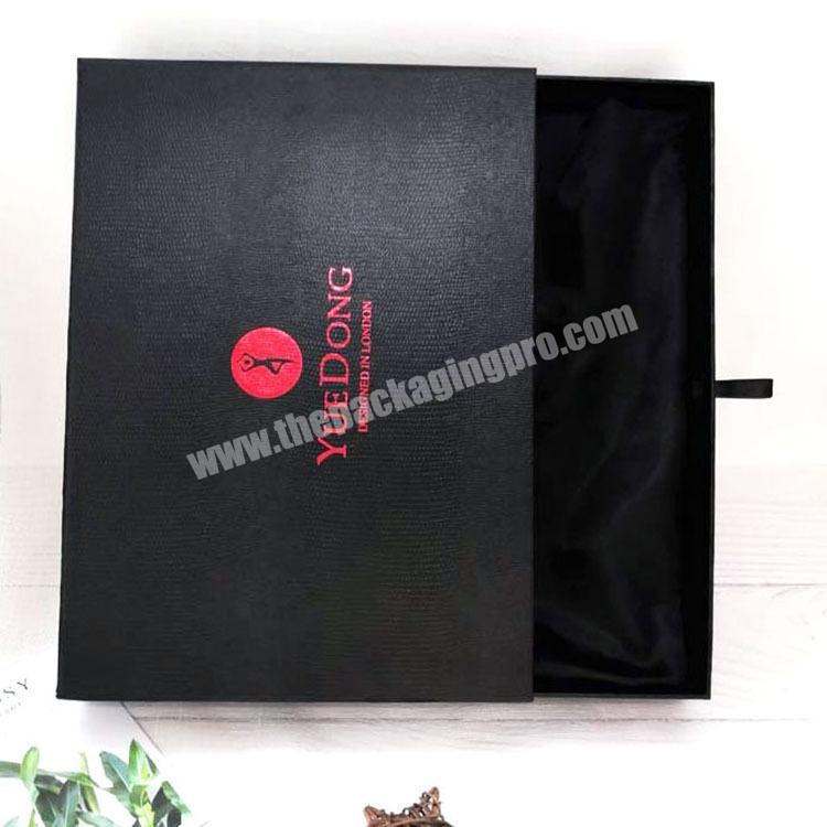 Wholesale Black Embossing Drawer Storage Box Pack Human Weave Wig Extension Box Custom Logo Hair Packaging With Satin