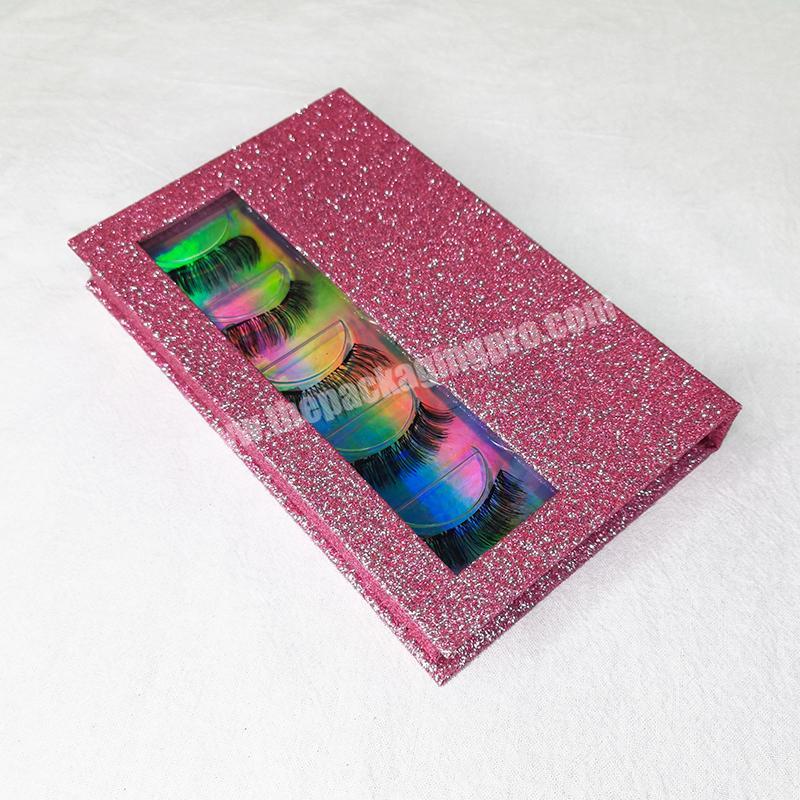 Wholesale Cruelty Free 3d Mink Eyelashes Private Label Eyelash Box Pink Glitter Custom Eyelash Packaging