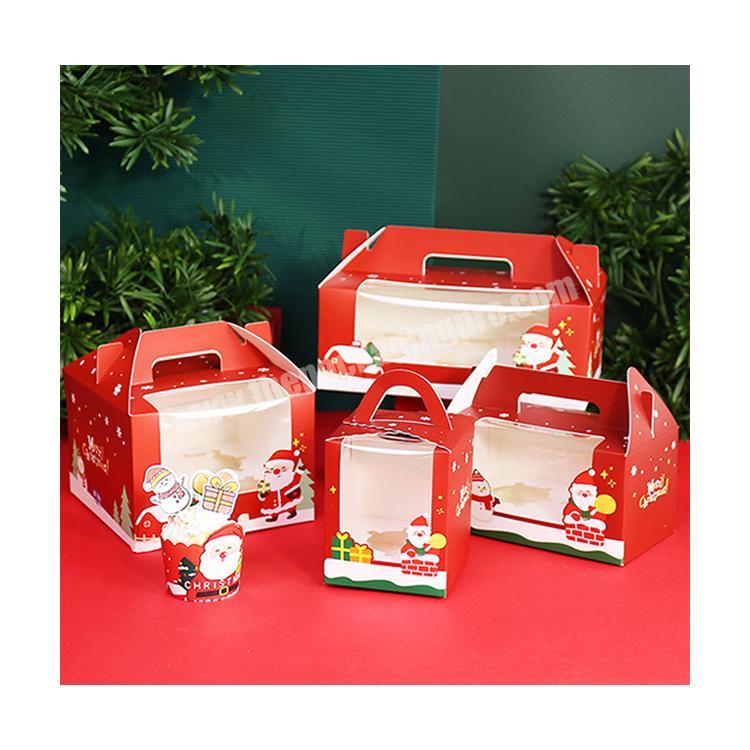 Wholesale Custom Kraft Cardboard CupCake Packaging Take Away Christmas Cake Box With Window