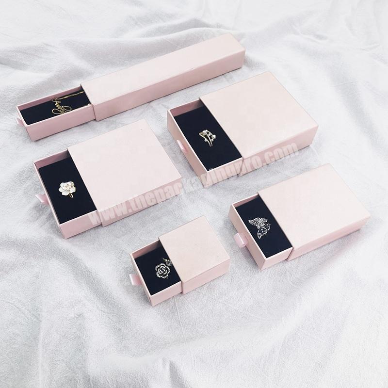 Wholesale Custom Luxury Logo Design Printed Elegant Paper Magnet Box Gift Packaging Drawer Jewelry Set Boxes With Ribbon Handle