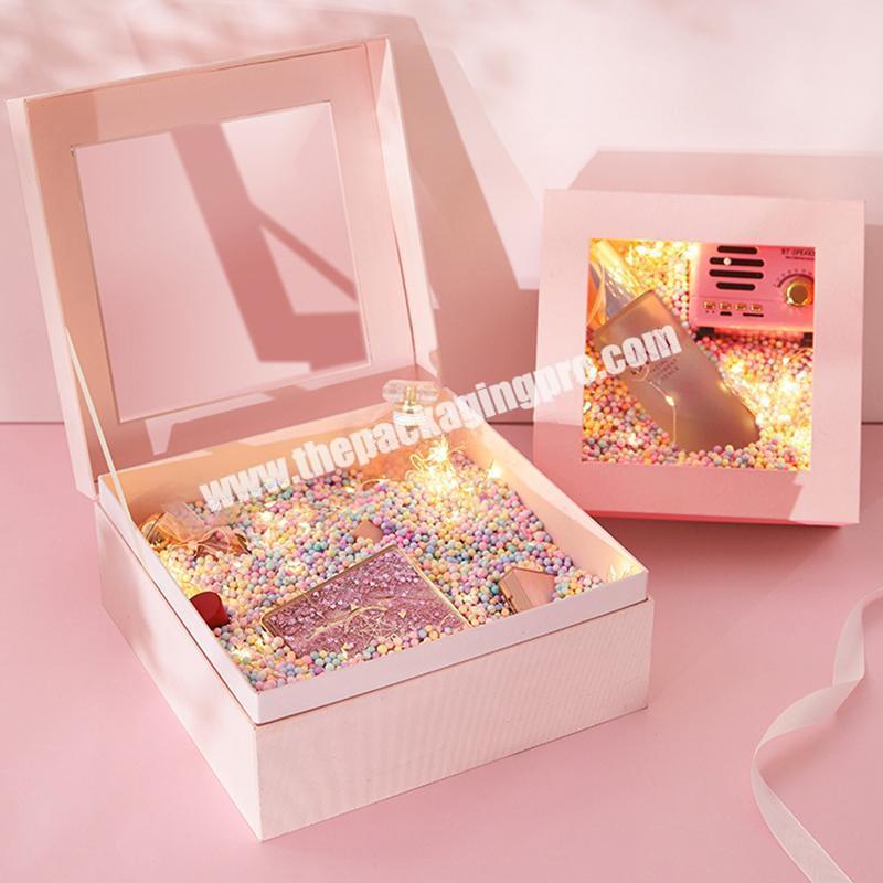 Wholesale Custom Luxury Pink Clean Window Cardboard Paper Box Gift Packaging Boxes