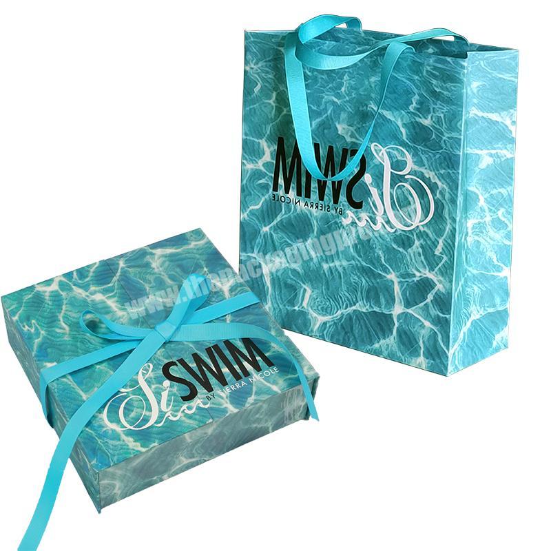 Wholesale Luxury Magnetic Package Custom Logo Eco Friendly Swimwear Packaging Box And Bag For Gift