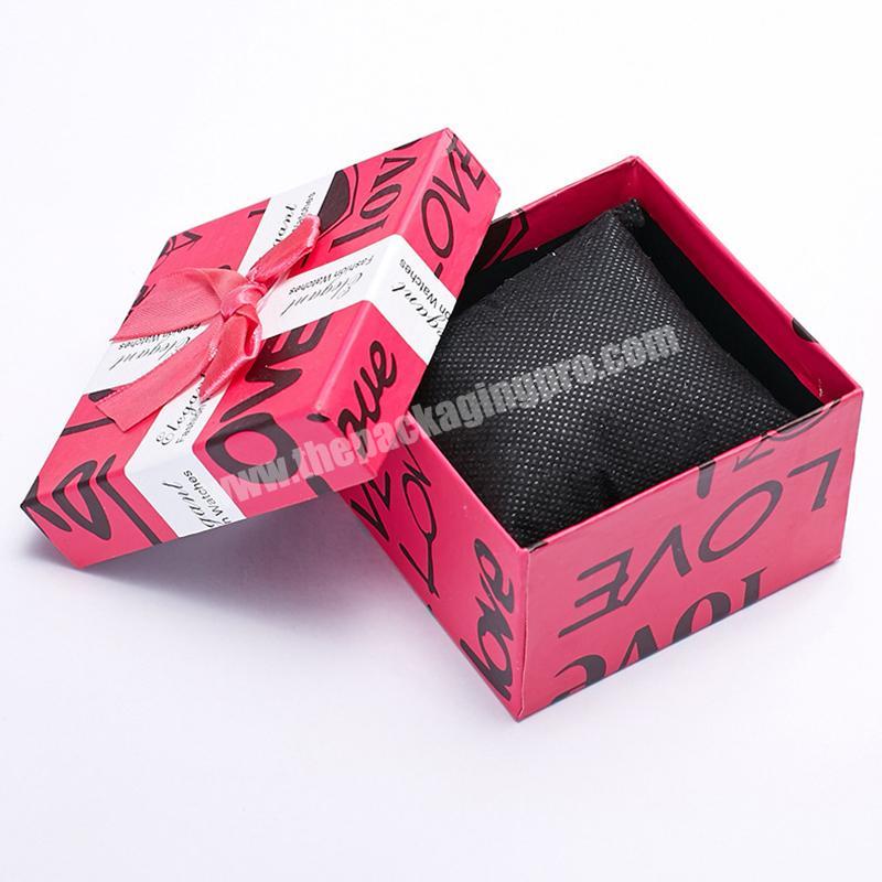 Wholesale luxury custom colorful printing logo jewelry packaging paper box for luxury watch bracelet with pillow foam