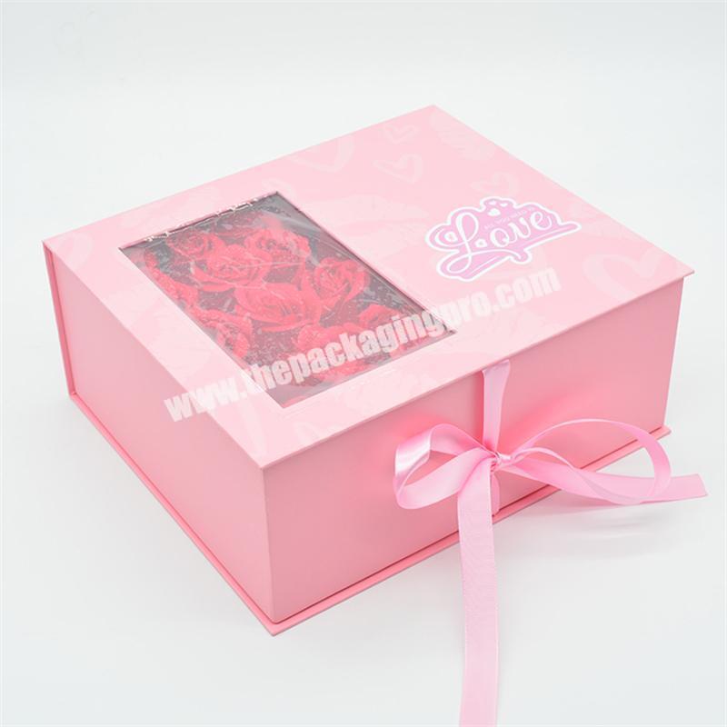 Wholesale paper packaging doll toy gift book box with clear window competitive price eternal flower gift box