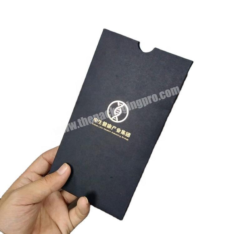 cardboard envelope black card paper box with gold foiling logo