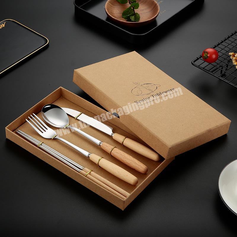 custom logo knife fork and spoon tableware gift set packaging box