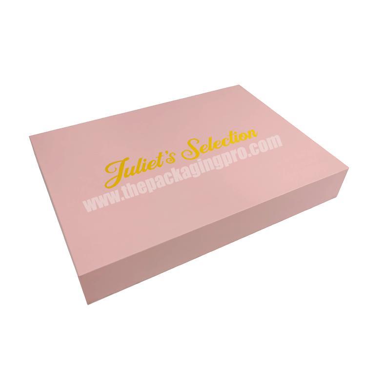 Best welcome fashion pink lid and base gift box custom personalized gift box gold stamping packaging boxes custom logo
