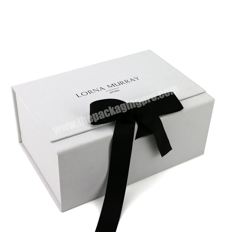 Custom Logo Luxury Cardboard Black Cardboard Magnetic Folding Packaging Gift Box white Magnet box