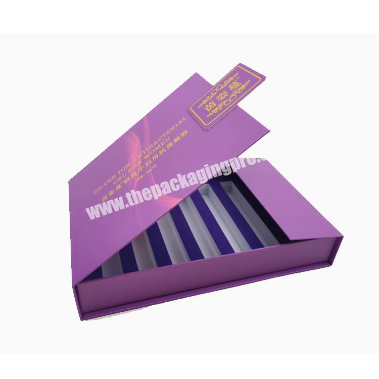 Custom Printing magnetic paper boxes holographic flat purple paper flip open box luxury closure paper gift box