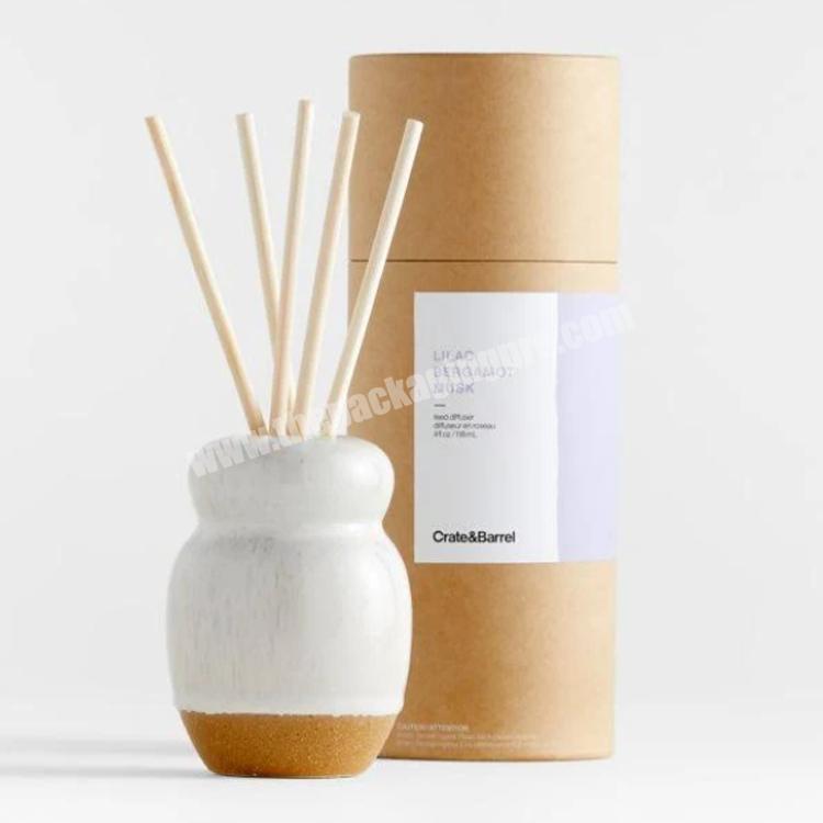 Custom empty reed diffuser bottle with gift box round paper tube box eco friendly reed diffuser box