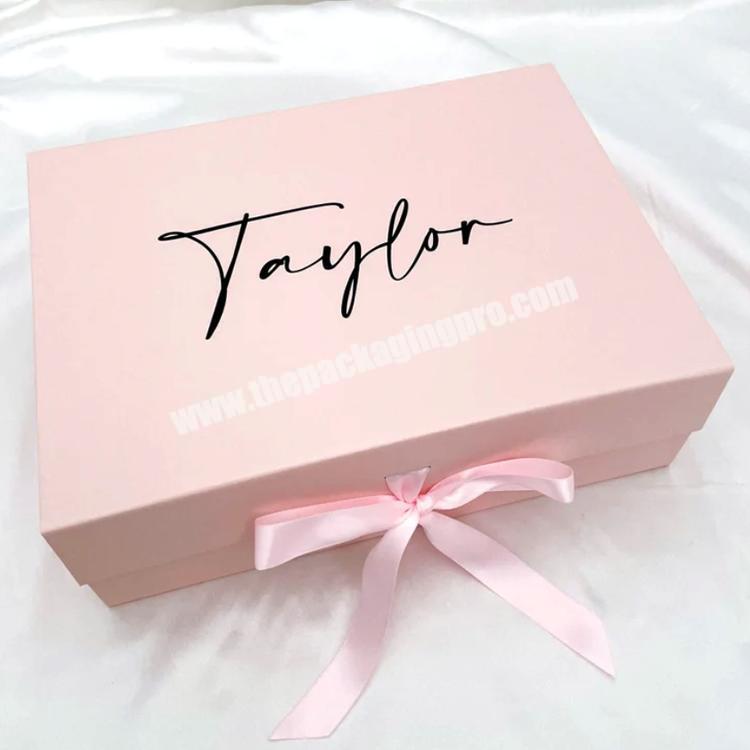 Custom magnetic box luxury cardboard box  Bridesmaid Proposal pink gift box