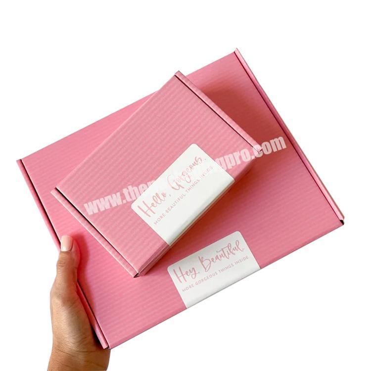 Customized Pink packaging box with lid with your logo gift box one color printing on side pink mail shipping box