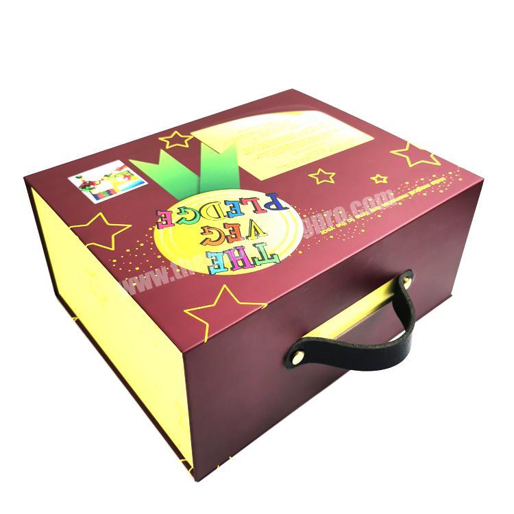 Factory  Full Color Custom Printing paper magnetic Gift Packaging box Cardboard Paper Box with handle and custom logo