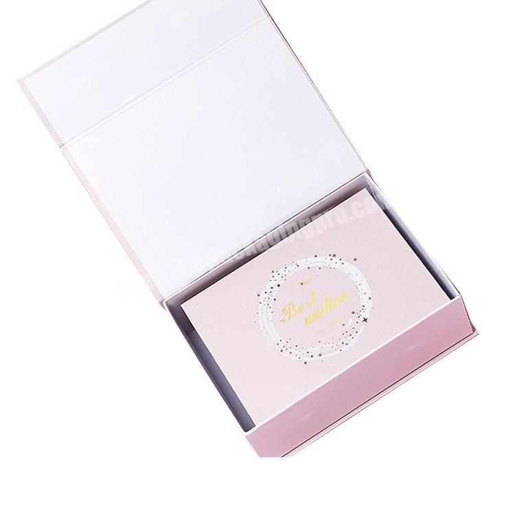 Free Sample Pink Custom Printing Cosmetic Paperboard Box with Magnetic Colored Book Shaped Box with Insert