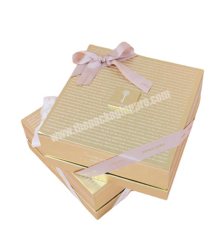High Quality Custom Glossy Film Carton Various Specifications Gift Box Eco-friendly Exquisite Lid and Base Box with Ribbon
