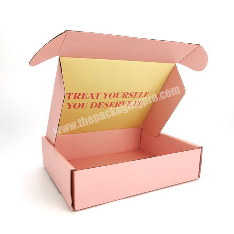 Hot sale fancy pink custom printing corrugated packaging clothes shipping paper gift box with custom logo