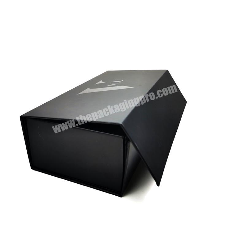 Medium size free design folding cardboard box magnetic lid paper box custom luxury matte black gift paper box for clothing