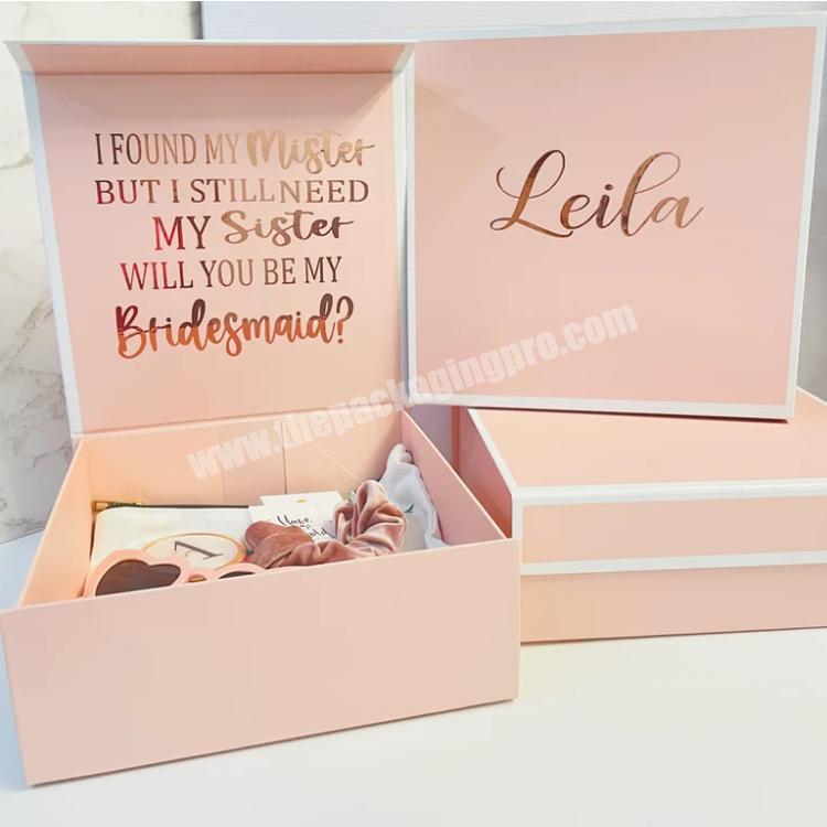 Perfect for Will You Be My Bridesmaid gift and wedding present Bridesmaid Proposal empty Box with Gold Foiled Text