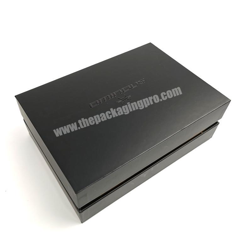 Top selling  guangdong paper box embossing black paper luxury box  packaging custom candle gift lid and base box