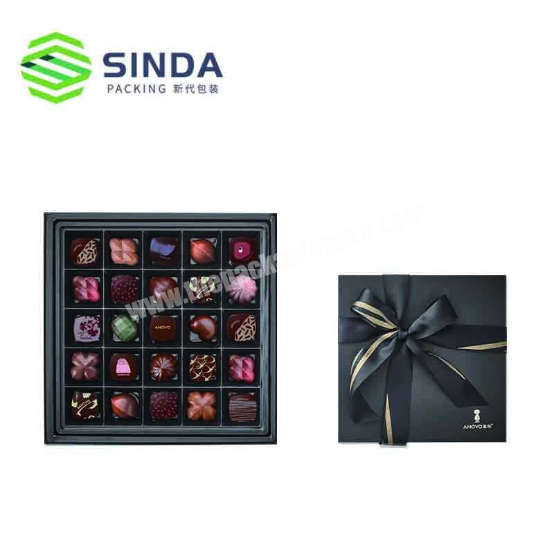 Wholesale Custom Chocolate Boxes High End Eco-friendly Rigid Box Fancy Lid and Base Box with Plastic Insert