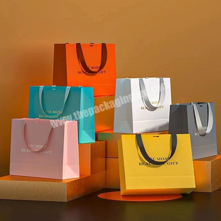 Wholesale Custom Print Colorful Kraft gift Paper Bag Shopping Tote Bag With Logo