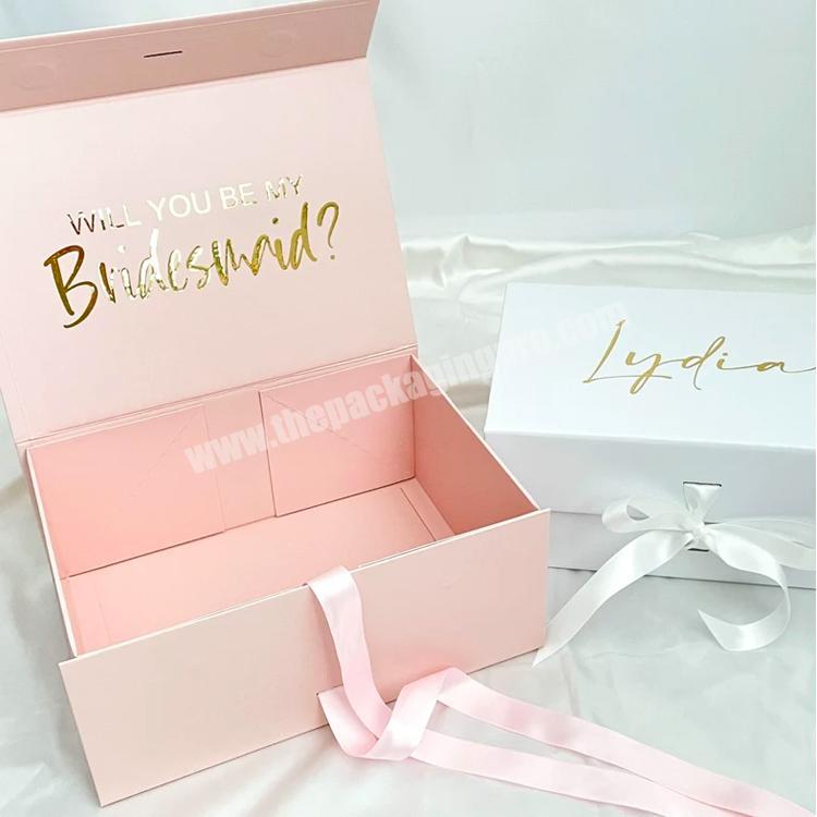 Wholesale Custom Printed Luxury Rigid Paper Cardboard Empty Magnetic Closure Gift Box pink gift box