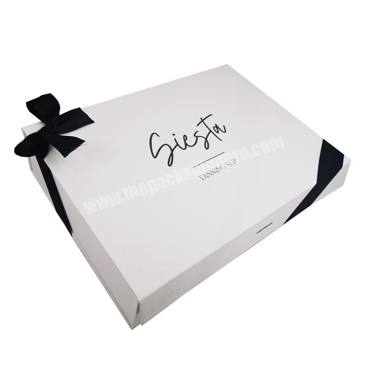 Wholesale White Cardboard Box with Ribbon Custom Magnet Gift Box with Your Own Logo Biodegradable Folding Box for Packaging